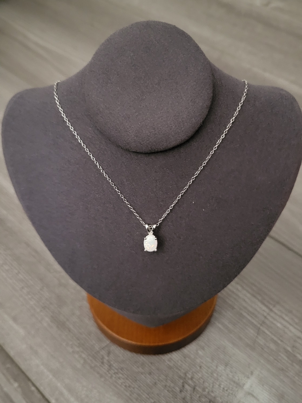 Sterling Silver White Oval Opal 6x8mm Pendant Necklace - Women's Jewelry